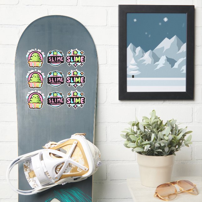 Colourful slime logos sticker sheet (Snowboard)