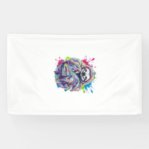 Colourful Sloth Cute Animal Art Funny Graphic Tee Banner