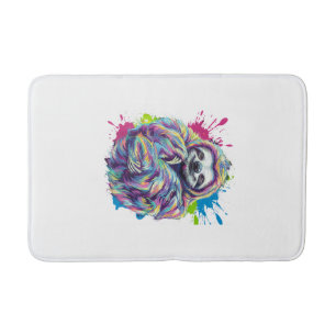 Colourful Sloth Cute Animal Art Funny Graphic Tee Bath Mat