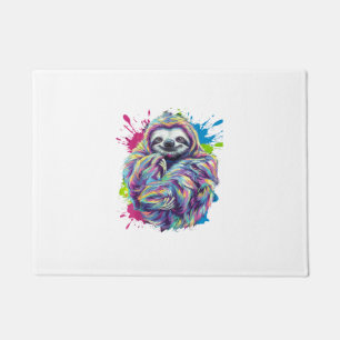 Colourful Sloth Cute Animal Art Funny Graphic Tee  Doormat