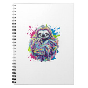 Colourful Sloth Cute Animal Art Funny Graphic Tee Notebook