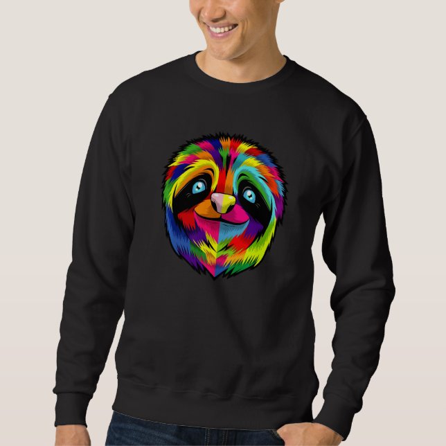 Colourful Sloth Face   Sweatshirt (Front)