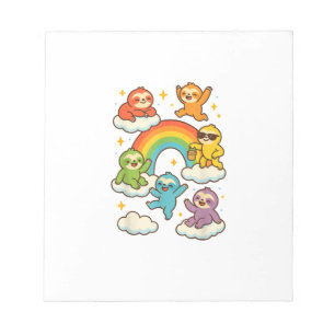 Colourful Sloths With A Rainbow Kawaii Sloth T-Shi Notepad