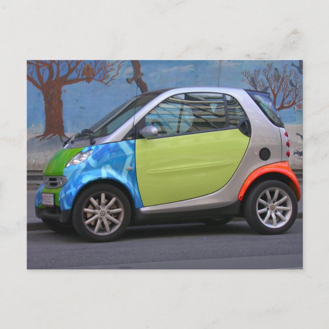 Colourful Smart Car Postcard (Front)