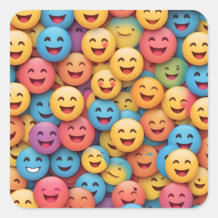 Colourful Smile Emoji Square Sticker