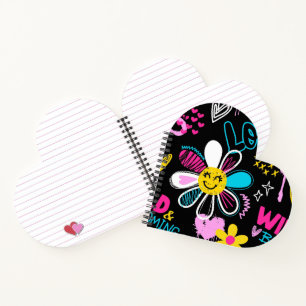 Colourful Smiley Flower Graffiti Pattern Notebook
