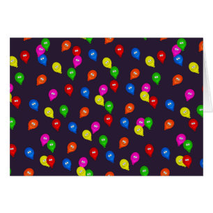 Colourful Smiling Balloons Black Greeting Card
