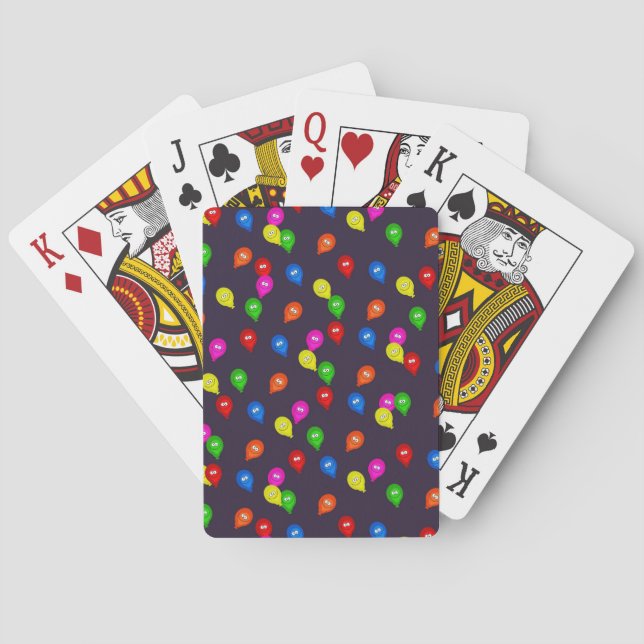 Colourful Smiling Balloons Black Playing Cards (Back)