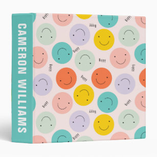 Colourful Smiling Happy Face Pattern Binder