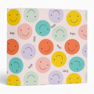 Colourful Smiling Happy Face Pattern Binder