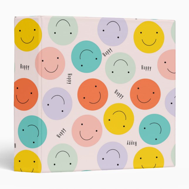 Colourful Smiling Happy Face Pattern Binder (Front/Spine)