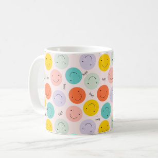 Colourful Smiling Happy Face Pattern Coffee Mug