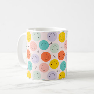 Colourful Smiling Happy Face Pattern Coffee Mug