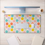 Colourful Smiling Happy Face Pattern Desk Mat<br><div class="desc">Check out this cute trendy design featuring</div>