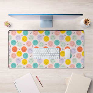 Colourful Smiling Happy Face Pattern Desk Mat