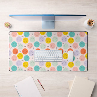 Colourful Smiling Happy Face Pattern Desk Mat
