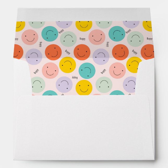 Colourful Smiling Happy Face Pattern Envelope (Back (Bottom))