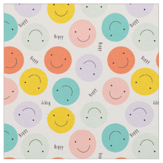 Colourful Smiling Happy Face Pattern Fabric