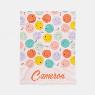 Colourful Smiling Happy Face Pattern Fleece Blanket