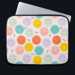 Colourful Smiling Happy Face Pattern Laptop Sleeve<br><div class="desc">Check out this cute trendy design featuring</div>