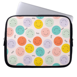 Colourful Smiling Happy Face Pattern Laptop Sleeve