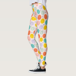 Colourful Smiling Happy Face Pattern Leggings