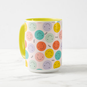 Colourful Smiling Happy Face Pattern Mug