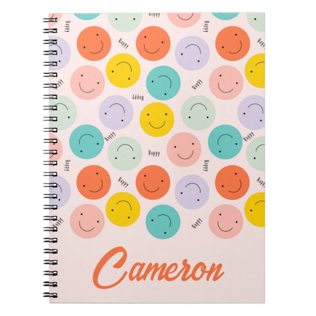 Colourful Smiling Happy Face Pattern Notebook (Front)