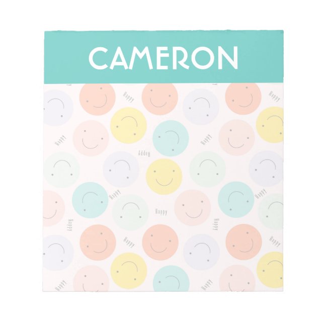 Colourful Smiling Happy Face Pattern Notepad (Front)