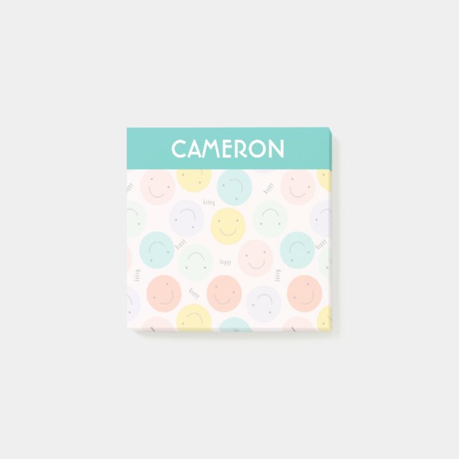Colourful Smiling Happy Face Pattern Post-it Notes (Front)