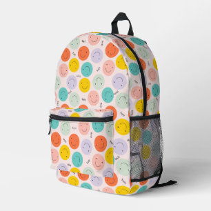 Colourful Smiling Happy Face Pattern Printed Backpack