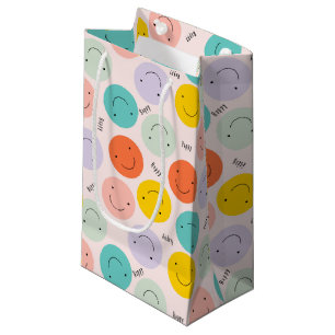 Colourful Smiling Happy Face Pattern Small Gift Bag