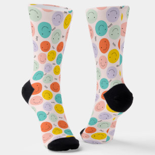 Colourful Smiling Happy Face Pattern Socks
