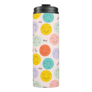 Colourful Smiling Happy Face Pattern Thermal Tumbler
