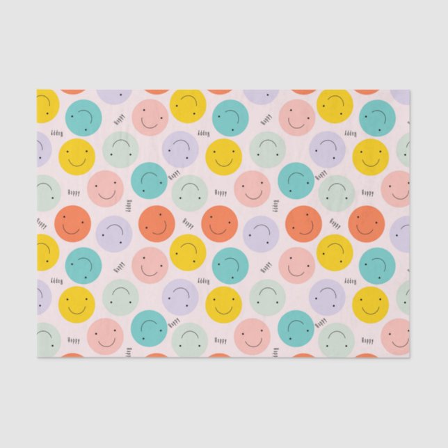 Colourful Smiling Happy Face Pattern Tissue Paper (Front)