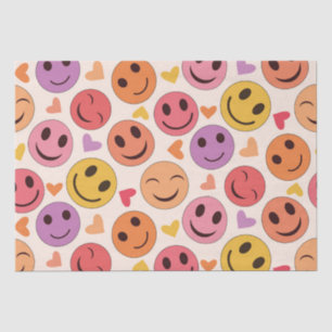 Colourful Smiling Happy faces with hearts Tissue Paper