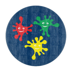 Colourful smiling ink blots cutting board