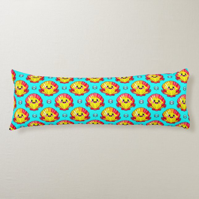 Colourful Smiling Seashells and Crabs Body Pillow (Front)