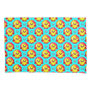 Colourful Smiling Seashells and Crabs Pillowcase