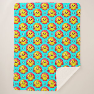 Colourful Smiling Seashells and Crabs Sherpa Blanket