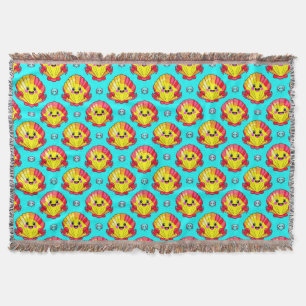 Colourful Smiling Seashells and Crabs Throw Blanket