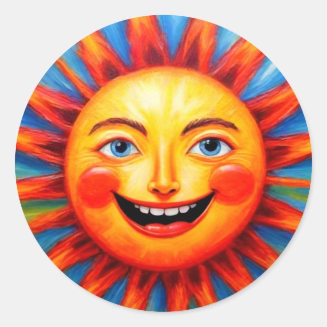 Colourful Smiling Sun Stickers (Front)