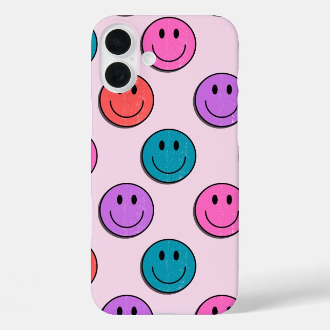 colourful smily face pattern iphone 16 plus case. Case-Mate iPhone case (Back)