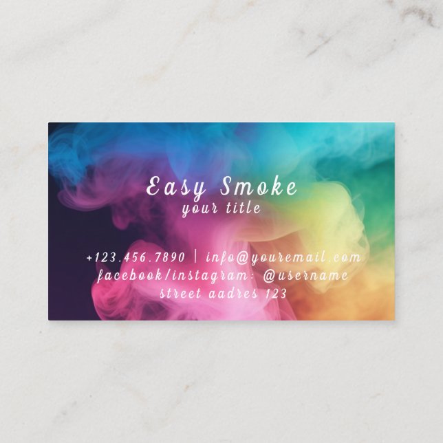 Colourful Smoke Vape Shop Business Card (Back)