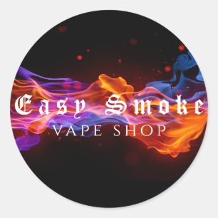 Colourful Smoke Vape Shop Business Classic Round Sticker