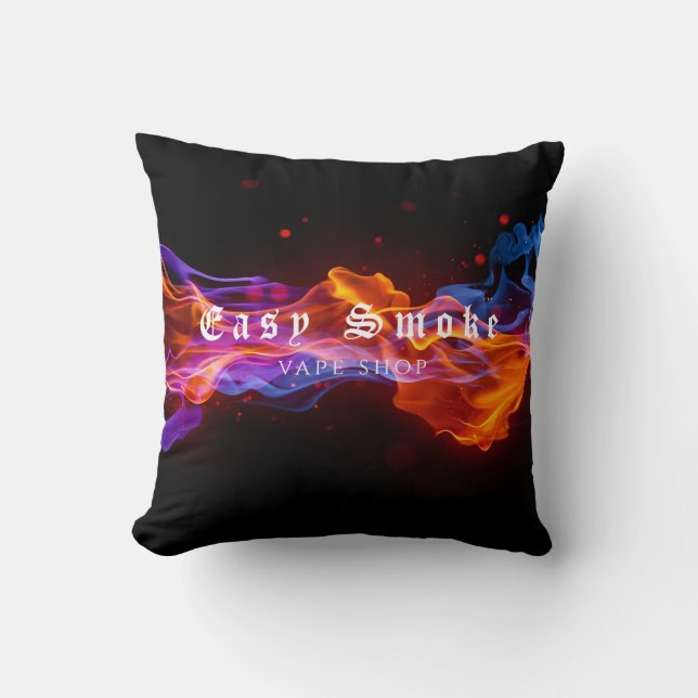 Colourful Smoke Vape Shop Business  Throw Pillow (Front)
