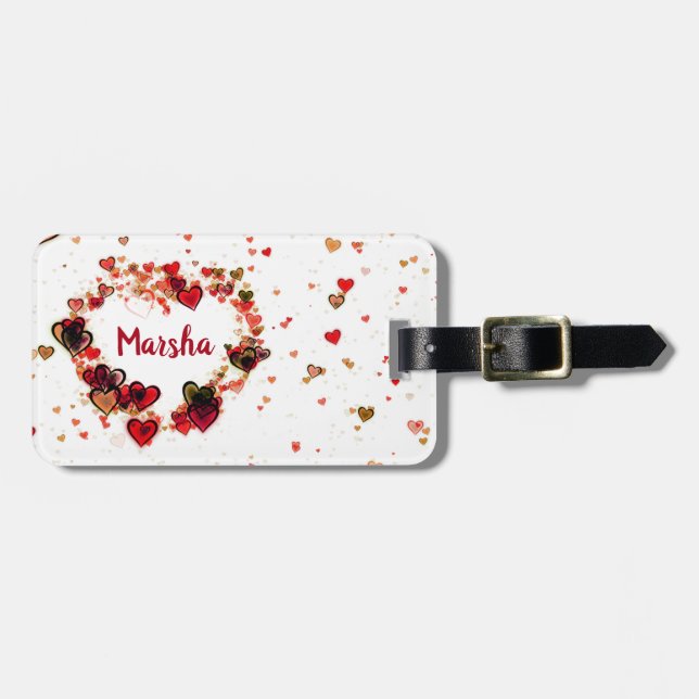 Colourful Smudgy Hearts Luggage Tag (Front Horizontal)