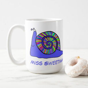 Colourful Snail Cute Multicoloured Animal Art Name Coffee Mug