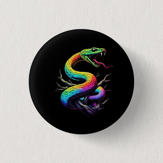 Colourful Snake Illustration 1 Inch Round Button (Front)