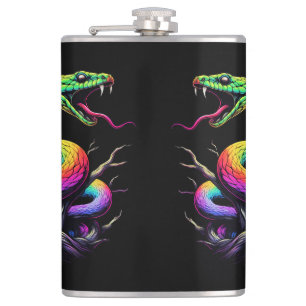 Colourful Snake Illustration Hip Flask